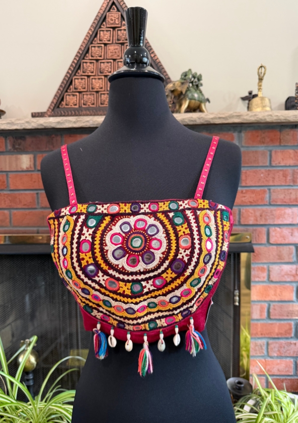 Maroon Kutchi Spaghetti Blouse
